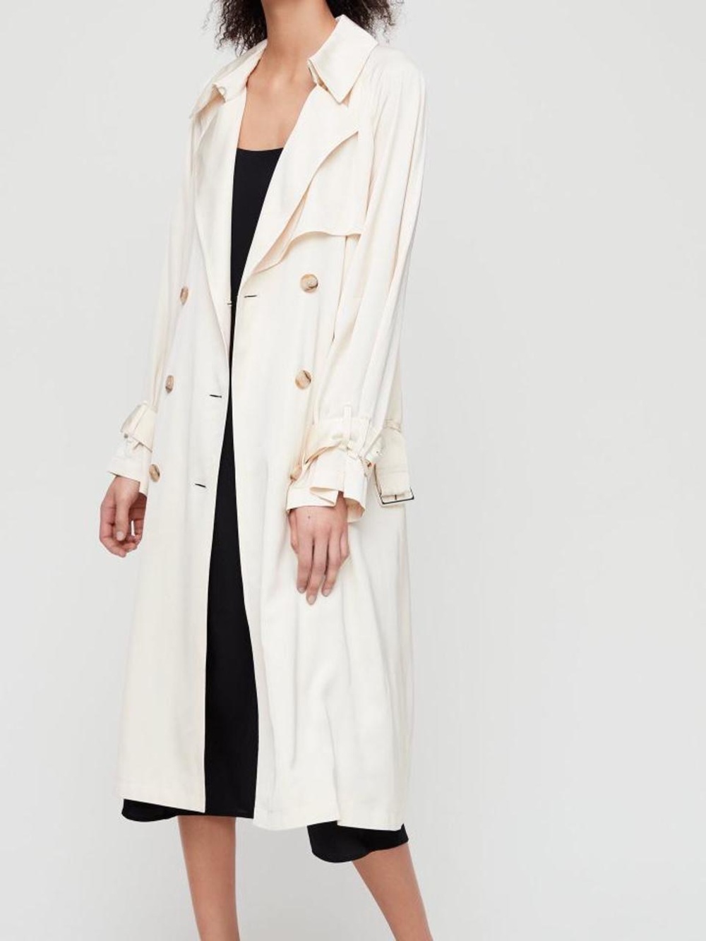 Aritzia Babatom Cream Double Breasted Trench Coat